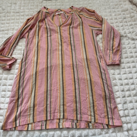 XiRENA XS Pink Villa Stripe Long Sleeve Shirt Dress ~ Coastal Minimalist Boho - Picture 4 of 8